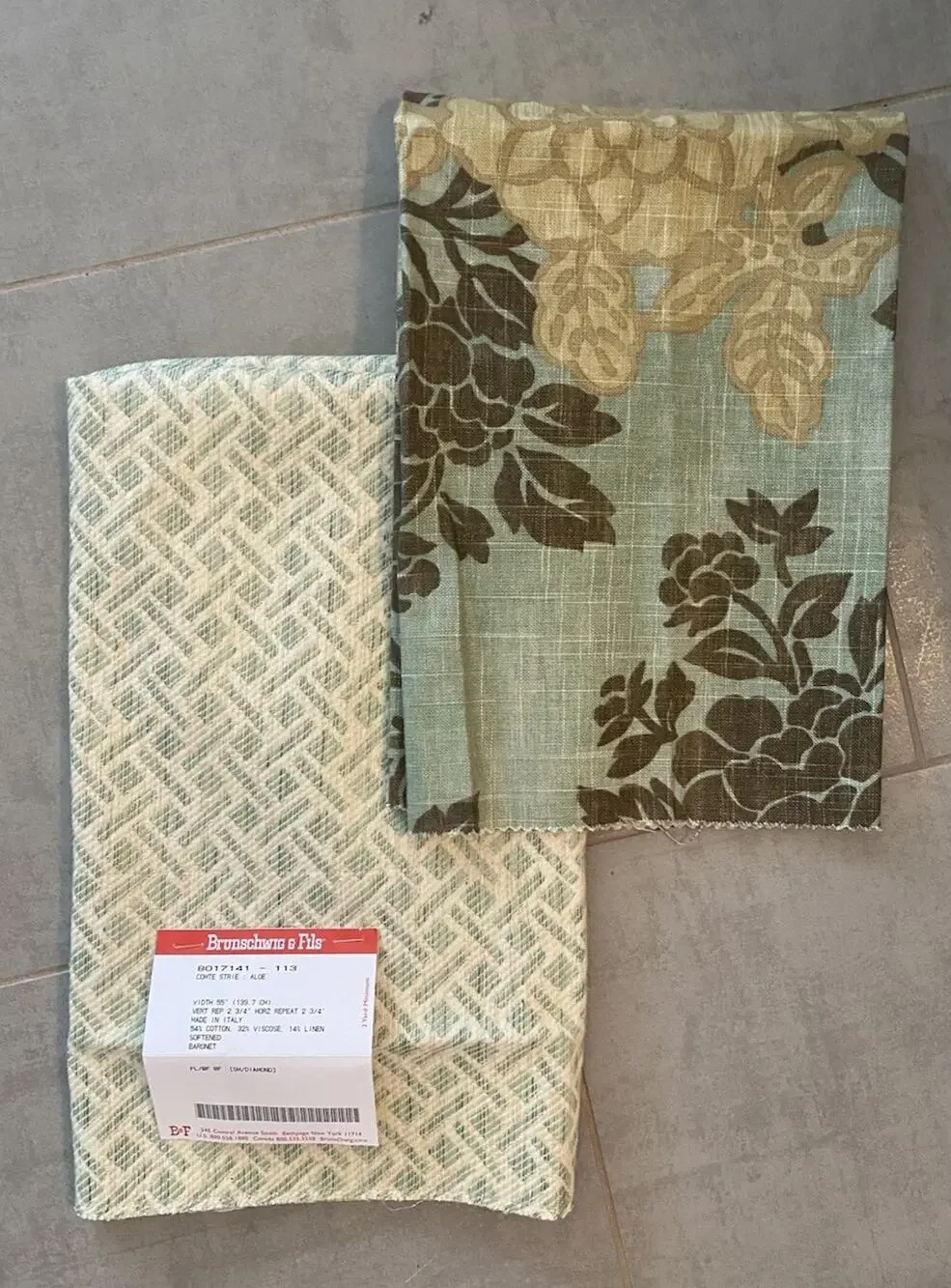 Robert Allen Belle Crest, Brunschwig Fils Comte Strie Linen Blend Fabric Samples